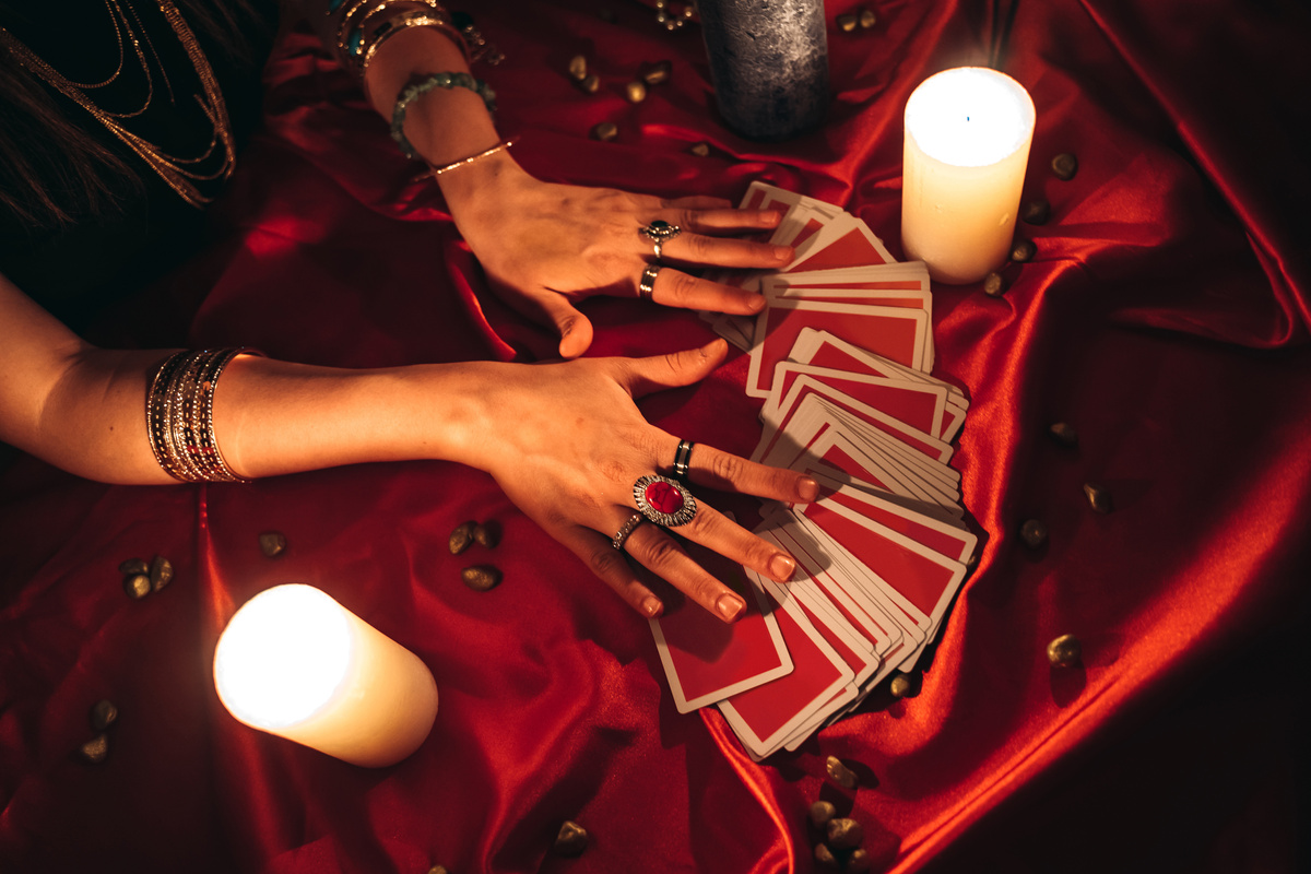 Fortune teller reading tarot